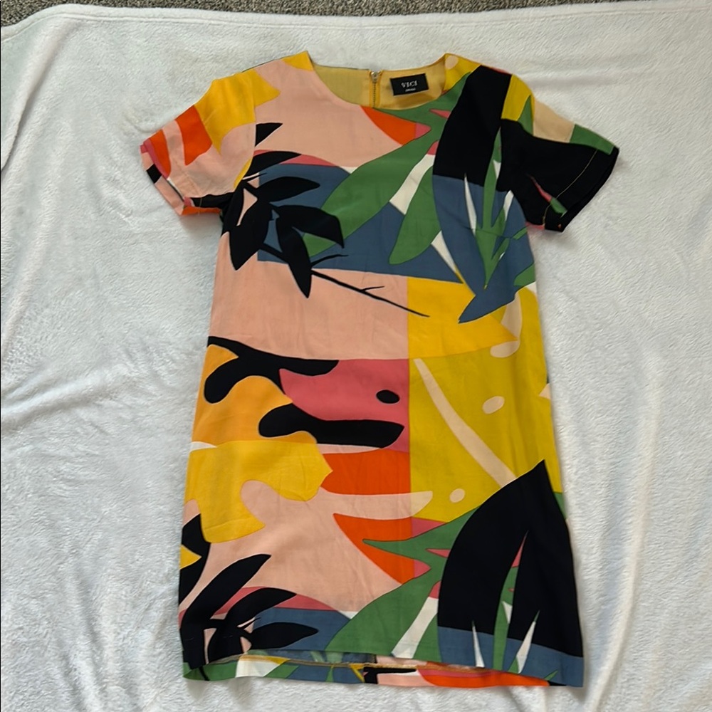 Vici Pink Yellow Sheath Mini Dress Resort Wear